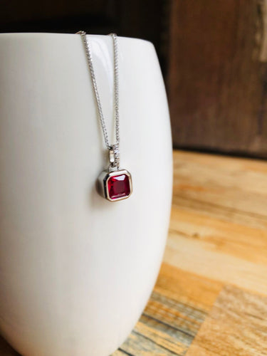 925 Silver Red Stone Chain